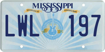 MS license plate LWL197