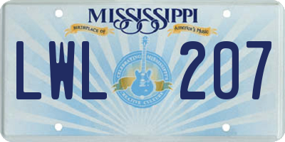 MS license plate LWL207