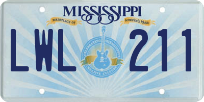 MS license plate LWL211