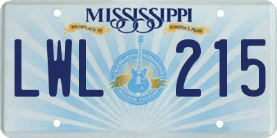 MS license plate LWL215