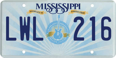 MS license plate LWL216