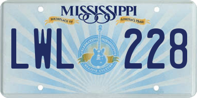 MS license plate LWL228