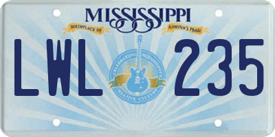 MS license plate LWL235