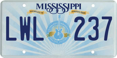 MS license plate LWL237