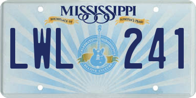 MS license plate LWL241