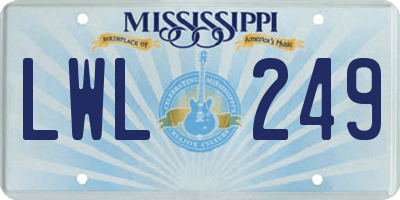 MS license plate LWL249