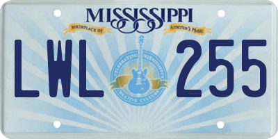 MS license plate LWL255