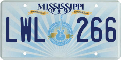 MS license plate LWL266
