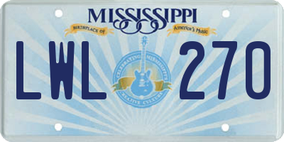 MS license plate LWL270
