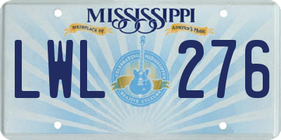 MS license plate LWL276