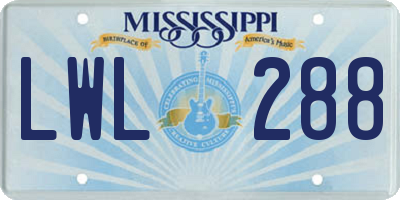 MS license plate LWL288
