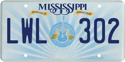 MS license plate LWL302