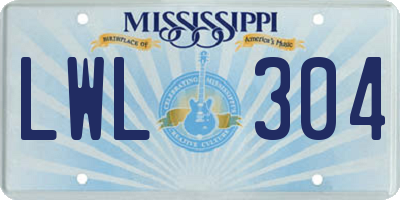 MS license plate LWL304