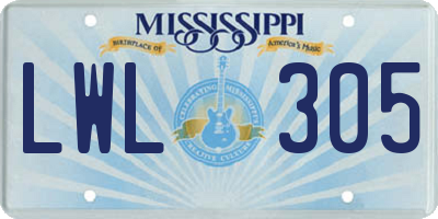 MS license plate LWL305