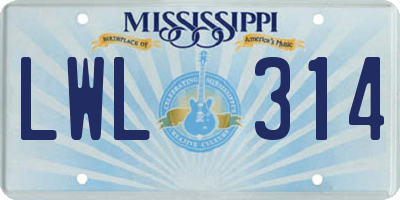 MS license plate LWL314