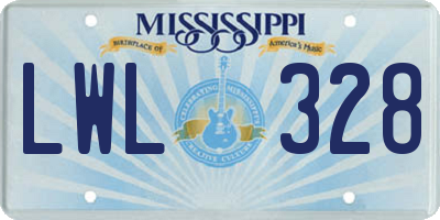 MS license plate LWL328