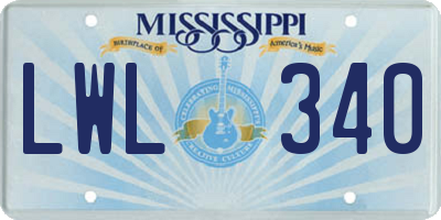 MS license plate LWL340