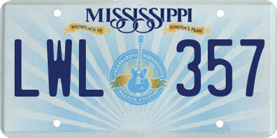 MS license plate LWL357