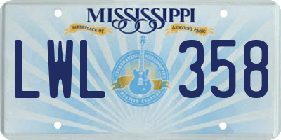 MS license plate LWL358