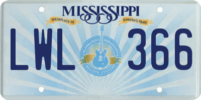 MS license plate LWL366