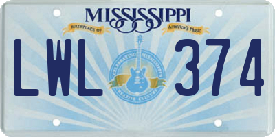 MS license plate LWL374