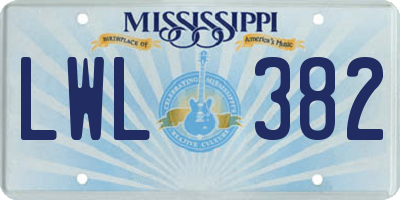 MS license plate LWL382