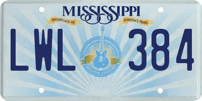 MS license plate LWL384