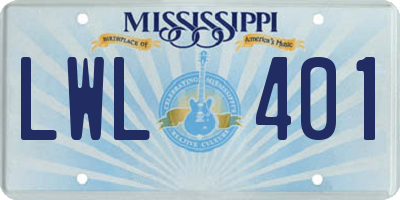 MS license plate LWL401