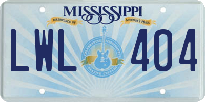 MS license plate LWL404