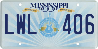 MS license plate LWL406
