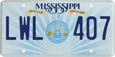 MS license plate LWL407
