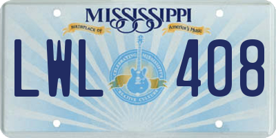 MS license plate LWL408