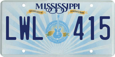 MS license plate LWL415