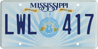 MS license plate LWL417