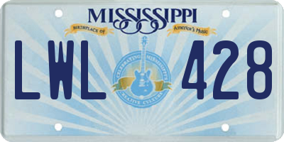MS license plate LWL428