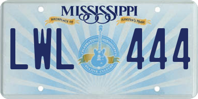 MS license plate LWL444