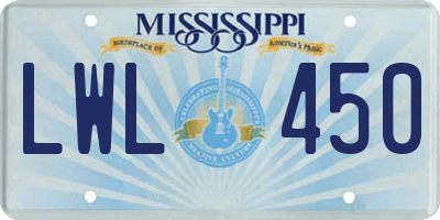 MS license plate LWL450