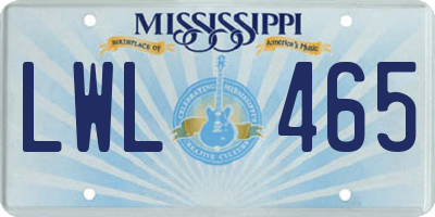 MS license plate LWL465