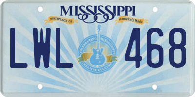 MS license plate LWL468