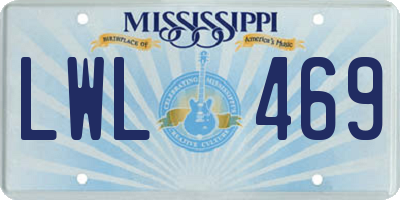 MS license plate LWL469