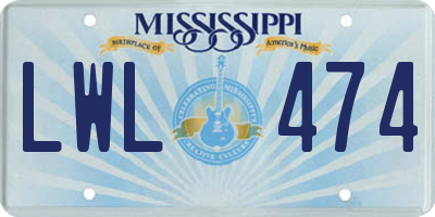 MS license plate LWL474