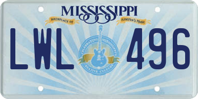 MS license plate LWL496
