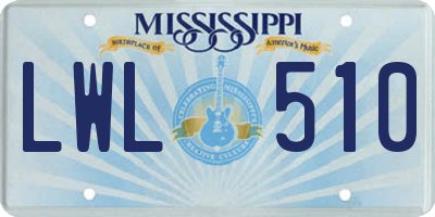 MS license plate LWL510