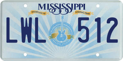 MS license plate LWL512