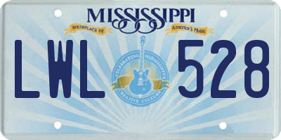 MS license plate LWL528