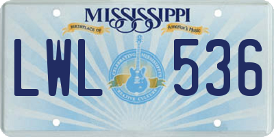 MS license plate LWL536