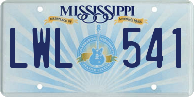 MS license plate LWL541