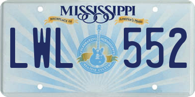MS license plate LWL552