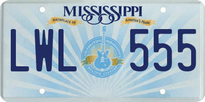MS license plate LWL555