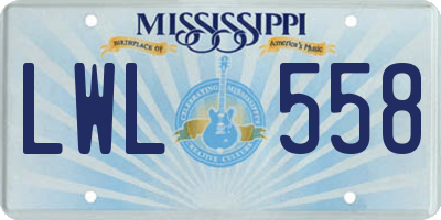 MS license plate LWL558